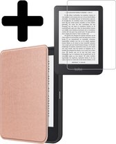 Hoesje Geschikt voor Kobo Clara 2E Hoes Bescherm Hoesje Case Luxe Sleep Cover Met Screenprotector - Hoes Geschikt voor Kobo Clara 2E Hoesje - Rosé Goud