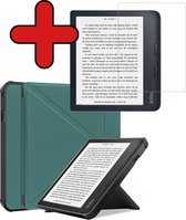 Housse adaptée à Kobo Libra 2, étui de Luxe avec protecteur d'écran - Kobo Libra 2 Sleepcover Book Case - Vert foncé