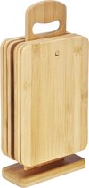 Haushalt Planche à découper en bambou - 6 pièces - Avec standard - Bois