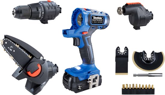 Westfalia 3in1 accu elektrisch gereedschap 17-delig - zonder batterij en oplader-