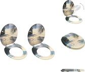 vidaXL WC-bril Strandontwerp - MDF-constructie - Chroom-zinklegering scharnieren - Verstelbare breedte - Afmetingen- 42.5x35.8 cm - 2 stuks - Toiletbril