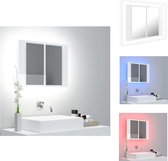 vidaXL Badkaast met spiegel - RGB-verlichting - 60 x 12 x 45 cm - Hoogglans wit - Badkamerkast