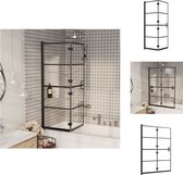 vidaXL Klapwand Douche - 100 x 140 cm - Transparant/Zwart - ESG Glas - Aluminium - Douchedeur