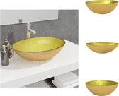 vidaXL Glazen Wastafel - Gold - 50 x 37 x 14 cm - Duurzaam glas - Bovenliggende wastafel - Brede toepassing - Wastafel
