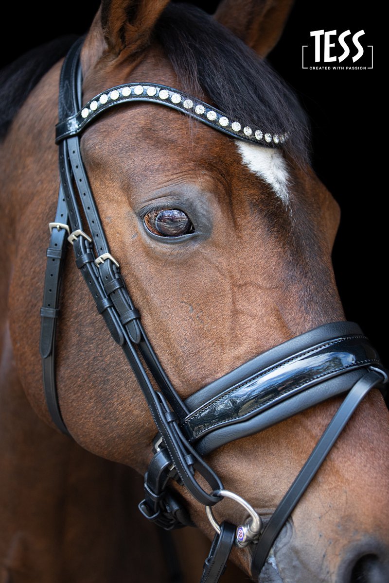 Hoofdstel TESS Standaard trenshoofdstel Wide zwart/zwart maat Cob