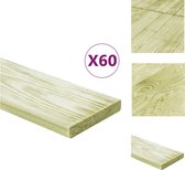 vidaXL Planches de terrasse - Bois de pin rétro - 100x12x2,05 cm - Vert imprégné - Sol