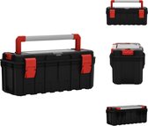 vidaXL Gereedschapskist - Transparant deksel - Verwijderbare verdeler - Brede toepassing - Zwart en rood - PP - ABS - aluminium - PC - 65x28x31.5 cm - Gereedschapskoffer