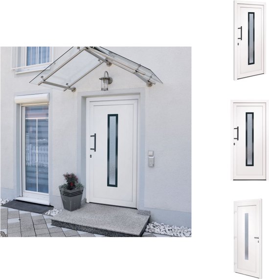 vidaXL Voordeur - PVC - 98 x 208 cm - 5-punts paddestoel slot - Aluminium drempel - Verstelbare 3D-scharnieren - Veiligheidsglas - Roestvrijstalen handgrepen - Montageset - Deurhor