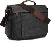 Sacs d' épaule pour hommes en toile cartable, sac pour ordinateur portable A4 pour ordinateur portable 15,6 pouces sac de travail porte-documents grand gris