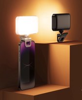 Mini panneau Led - Selfie light - Selfie Led light - Zwart - Streaming - Photographie- Vlogging et éclairage de conférence - Portable, Compact, Dimmable & Rechargeable par USB - Clip-on light - Pour appareil photo, mobile et ordinateur portable