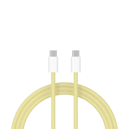 ShieldCase USB-C naar USB-C kabel geschikt voor Apple iPhone 15 Series - SamsungOplaadkabel geschikt voor snellader & Datasynchronisatie - 1 Meter USB-C oplaadkabel - Stevig gevlochten nylon materiaal (geel)