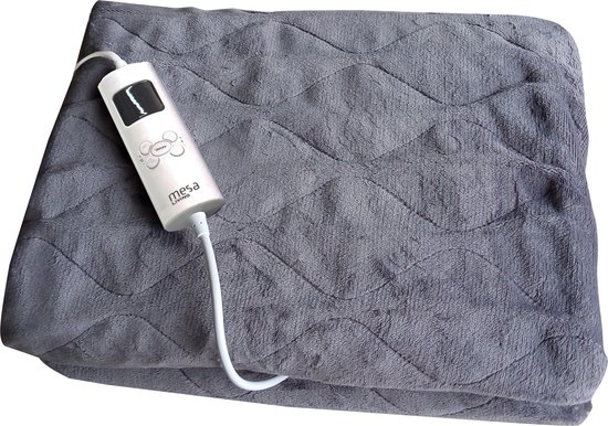 Mesa Living - Elektrische deken - Warmtedeken - Elektrische bovendeken - 180 x 130 cm – 1-2 persoons - 6 warmtestanden - Automatisch uitschakelen na 12 uur - Energiezuinig - Wasbaar - Kleur: Lichtgrijs