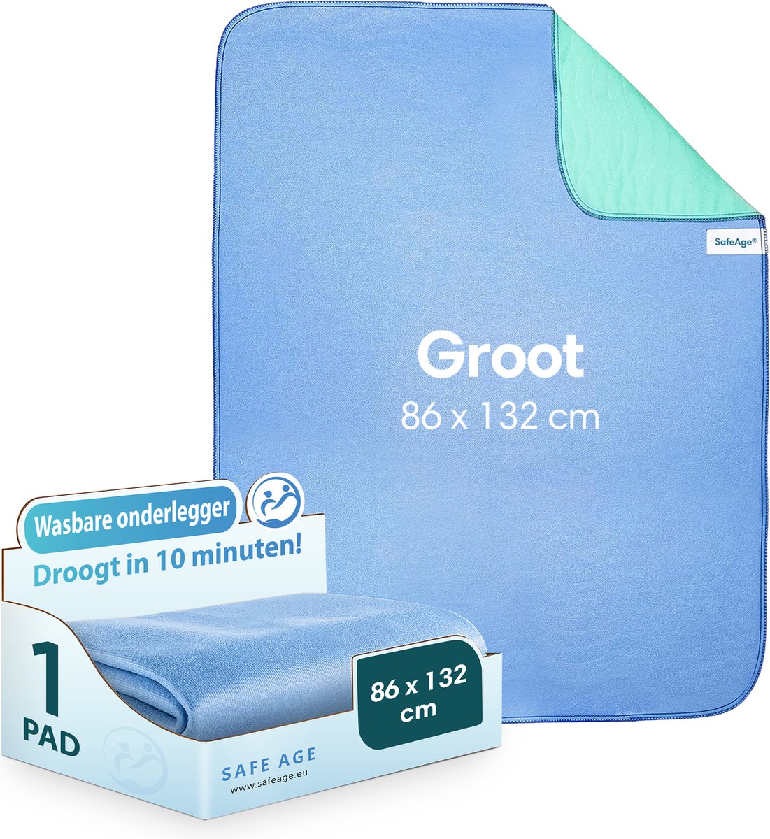 Safe Age® wasbare incontinentie onderleggers voor volwassenen, huisdieren en kinderen - matrasbeschermer - anti slip - Groot