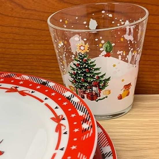 Kerstglazen, 500 ml kerstglazen, set van 2, drinkglazen met deksel