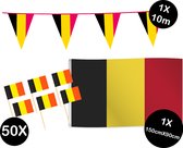 Landen versiering pakket België- gevelvlag België(150cmX90cm)-prikkertjes België(50stuks)-vlaggenlijn België(1stuks)-Europa party decoratie (België)