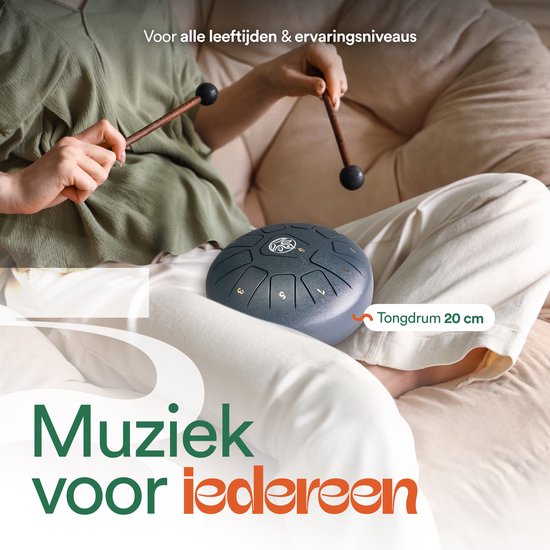 Ohana Drums® Tongue drum - Handpan - 20 cm Ø - Nachtelijk Blauw - Klankschaal - 11 noten - Yoga Drum - Lotus Tong - Steeldrum - Muziekinstrument voor kinderen - Mindfulness muziektherapie - Percussie-instrumenten van Ohana Drums — afbeelding 5