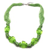 Collier Behave - femme - vert - chaîne moyenne - chaîne de perles - 64cm