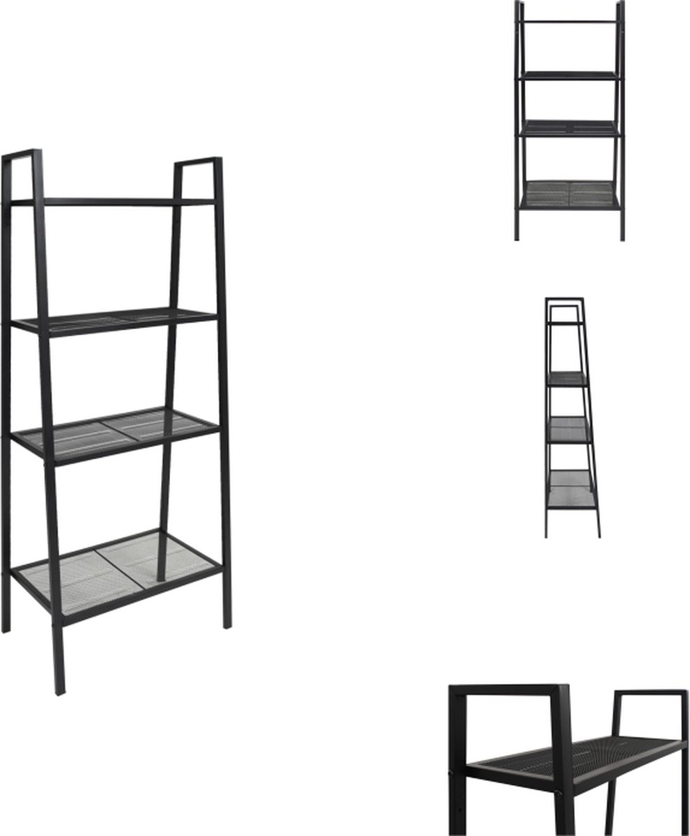 VidaXL Boekenrek Compact ladderontwerp 4 schappen Staal 62 x 35.5 x 148 cm Kast