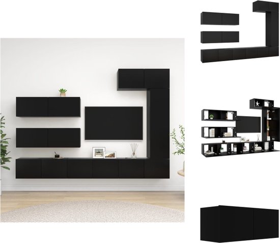 vidaXL Hangende TV-meubelset - Spaanplaat - Zwart - Diverse maten - Stevig en duurzaam - Kast