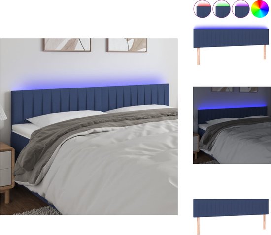 vidaXL Hoofdeind LED-blauw 200x5x78/88cm - verstelbare hoogte - duurzaam materiaal - Bedonderdeel