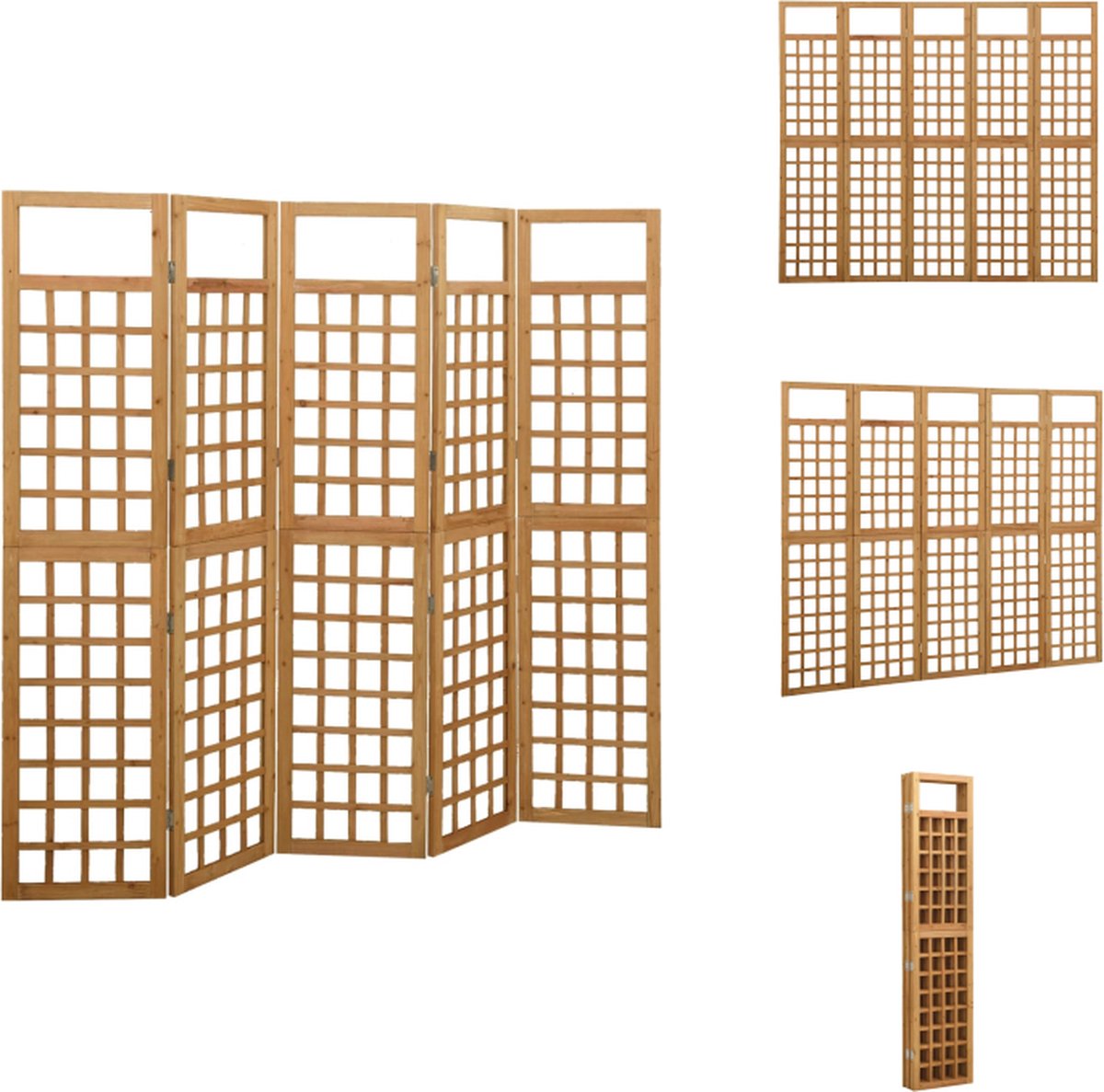 VidaXL Houten Trellis Plantondersteuning 201.5 x 180 cm Massief vurenhout Kamerscherm