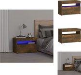 vidaXL Nachtkastjes Gerookt Eiken - 60x35x40cm - RGB LED-verlichting - Kast