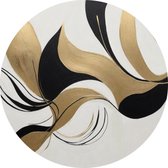 De Muurdecoratie - Muurcickel abstract zwart goud 90x90 cm - Abstracte kunst - Minimalistisch - Schilderijen woonkamer - Decoratie huis - Unieke kunst - Rond schilderij