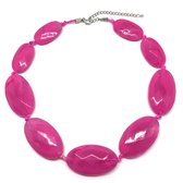 Collier Behave - rose - perles ovales - rose vif - 49 cm