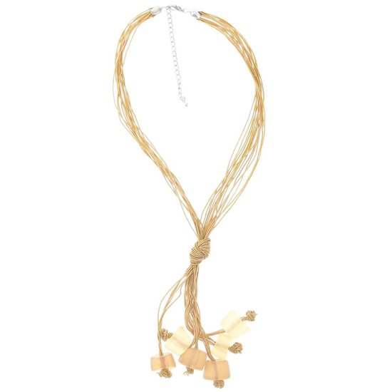 Behave Ketting bruin - hanger met beige en bruine kralen 41 cm