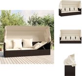 vidaXL Loungeset - Poly Rattan - Met Luifel - Bruin - 203x58x56 cm - Ligbed