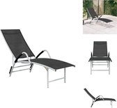 vidaXL Chaise longue - Réglable - Extra haute - Pliable - 170-193x60,5x96-51 cm - Zwart - Textilène et aluminium - Chaise longue