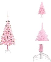 vidaXL Kunstkerstboom - Roze - 120 cm - LED-verlichting - Inclusief versiering - Decoratieve kerstboom
