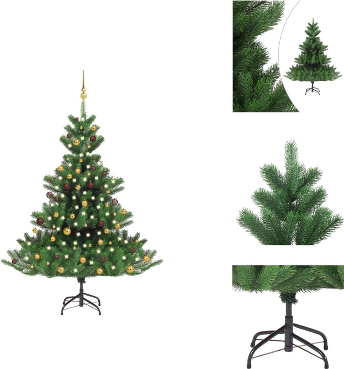 vidaXL Kerstboom Nordmann Kunstkerstboom - 180 cm - PE - LED-verlichting - Decoratieve kerstboom