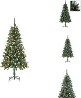 vidaXL Sapin de Noël artificiel - Pin - 150 cm - Vert et blanc - PVC et fer - Avec éclairage LED- Connexion USB - Sapin de Noël décoratif