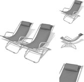 vidaXL Ligstoelen - Verstelbaar - Grijs - 69x61x94 cm - PVC-materiaal - Ligbed