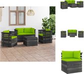 vidaXL Pallet Lounge set - Hout - incl - kussens - Groen - Afm - 70x65x71.5cm - Montage vereist - Tuinset