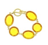 Behave Armband goud-kleur met grote oranje stenen 20 cm