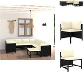 vidaXL Loungeset Poly Rattan - Zwart - Hoekbank 60x60x60cm - Middenbank 54x60x60cm - Voetenbank 60x60x32cm - Inclusief kussens (9 zitkussens - 12 rugkussens) - Montage vereist - Tuinset