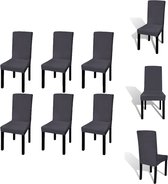vidaXL Stoelhoezen - Antraciet - 6 stuks - Geschikt voor stoelen tot 55 cm - Rekbare stof - 10% spandex - Tuinmeubelhoes