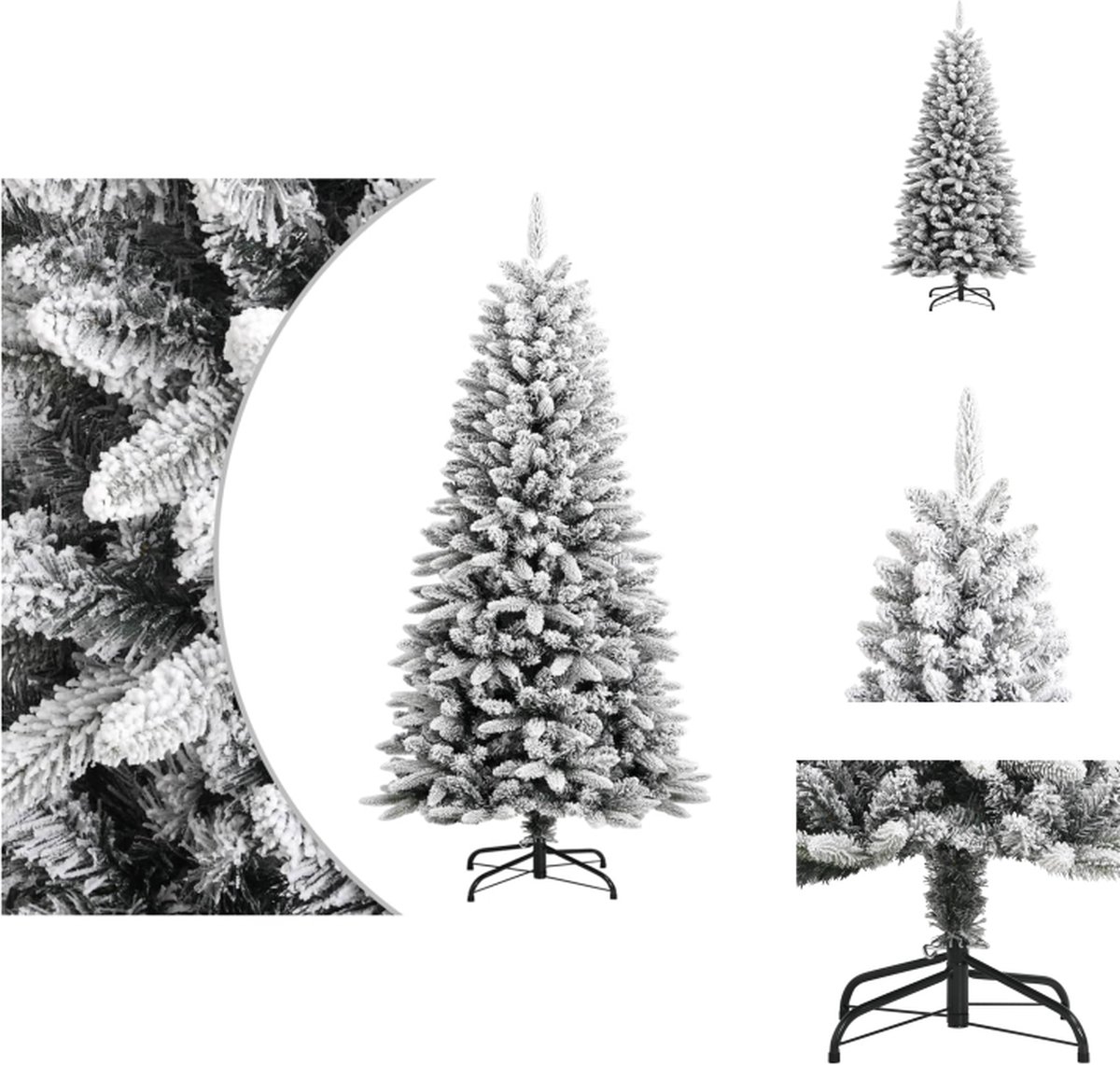 vidaXL Kunstkerstboom - Scharnierende Constructie - Volle Kerstboom - Met Decoratiesneeuw - Stevige Standaard - Duurzame Keuze - 120 cm - Decoratieve kerstboom
