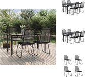 vidaXL Tuinset Rattan Zwart - 160x80x74 cm - Weerbestendig - Gehard glas - Ergonomisch design - Tuinset