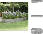 vidaXL Ovale plantenbak - Gepoedercoat staal - 296 x 140 x 36 cm - Zilver - Bloempot