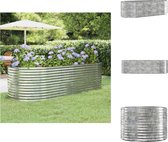 vidaXL Ovale plantenbak - 249 x 100 x 68 cm - Stevig frame - Hoogwaardig materiaal - Zilver - Bloempot