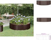 vidaXL Ronde plantenbak - 140 x 140 x 36 cm - Gepoedercoat staal - Bruin - Bloempot