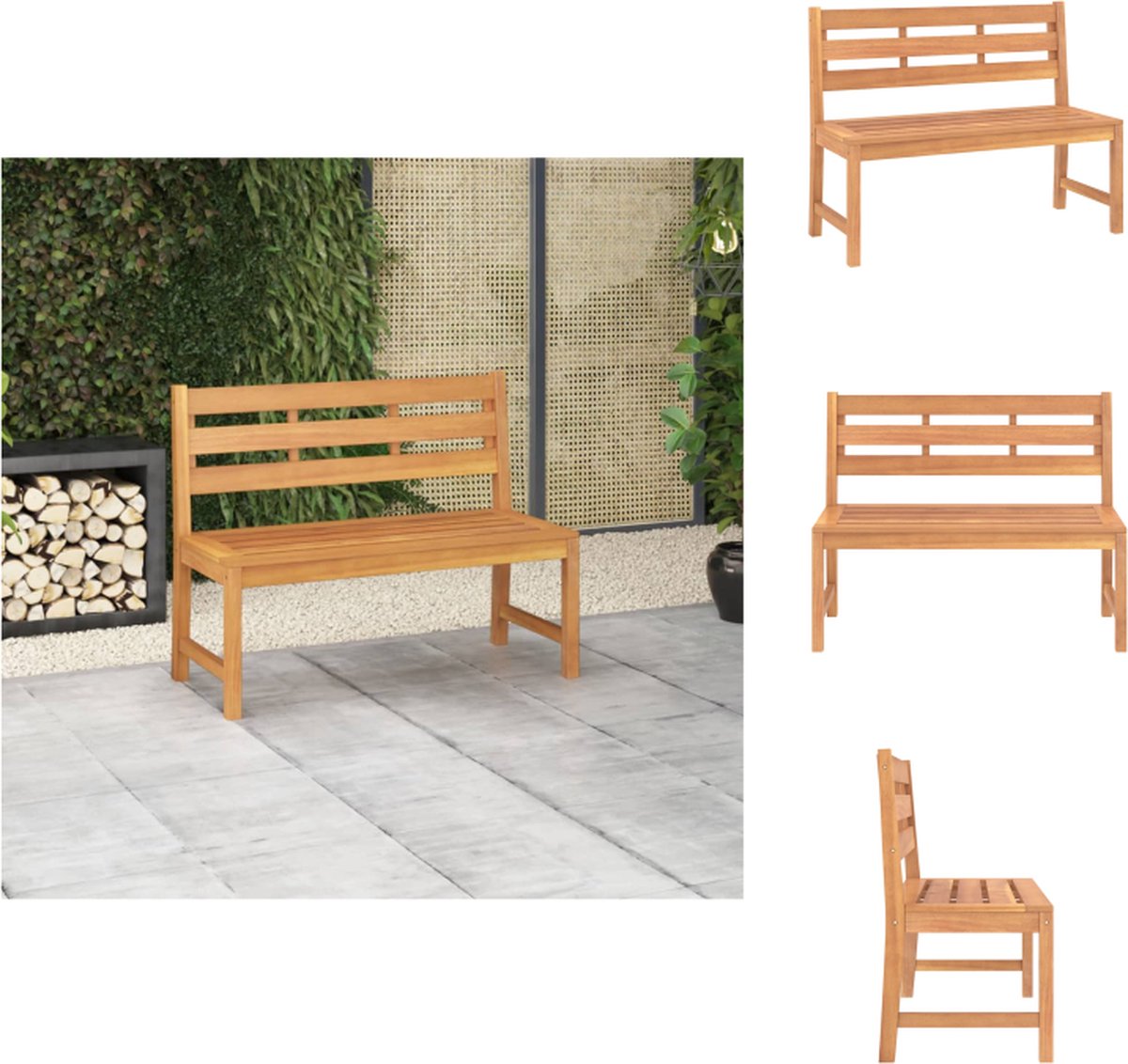 vidaXL Tuinbank - Tuinbanken - Terrasbank - Gazonbank - Tuinbank 114 cm massief teakhout