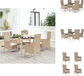 vidaXL Tuinset - PE Rattan - Beige - 90x90x75cm - Inclusief 4 stoelen en kussens - Tuinstoel