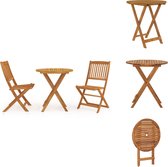 vidaXL Inklapbare Houten Tuinset - Acaciahout - Tafel- 70x75cm - Stoel- 48.5x57x91cm - Parasolgat - Montage vereist - 1x tafel - 2x stoel - Tuinset