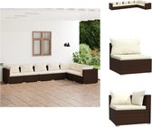 vidaXL Loungeset bruin - PE-rattan - Stevig frame - Modulair ontwerp - Comfortabele kussens - Tuinset