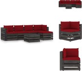 vidaXL Ensemble de salon Bois de pin palette - Canapé d'angle et canapé central - Table - Coussins - Vin rouge - Ensemble de jardin