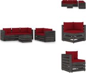 vidaXL Pallet Loungeset - Grenenhout - Hoekbank 69x70x66cm - Middenbank 60x70x66cm - Tafel/voetenbank 60x62x37cm - Tuinset